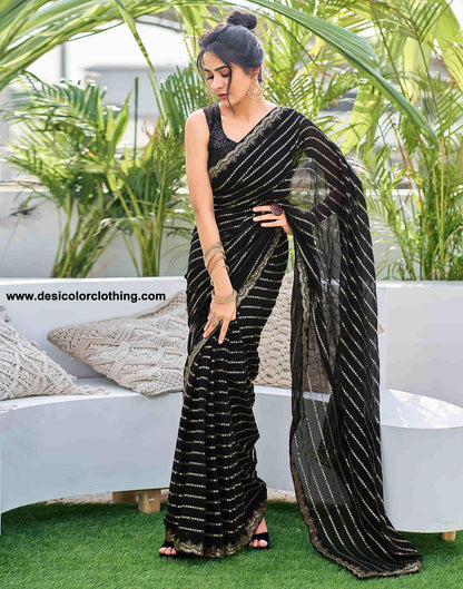 Black Georgette Sequence Saree