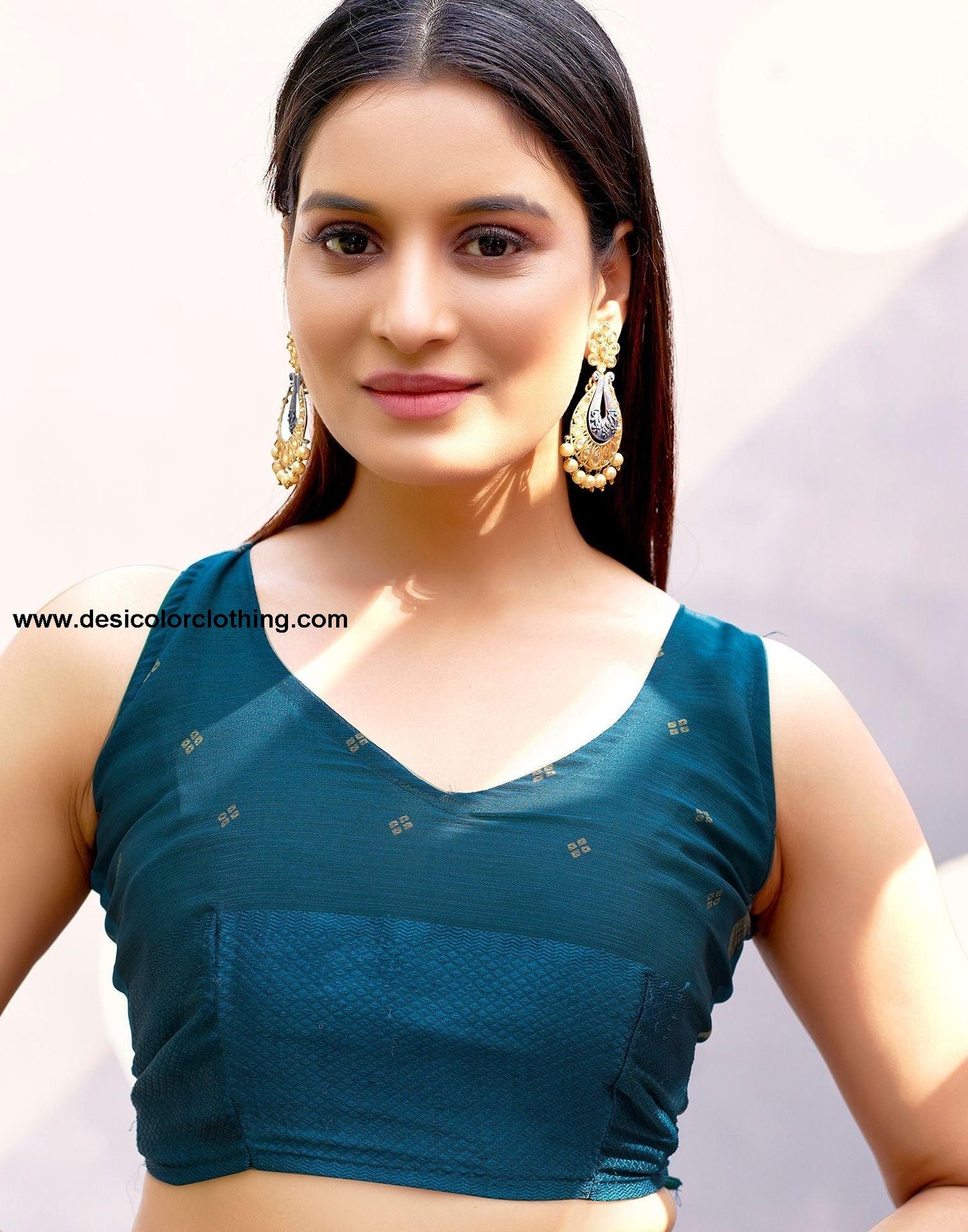 Teal Blue Printed Chiffon Saree