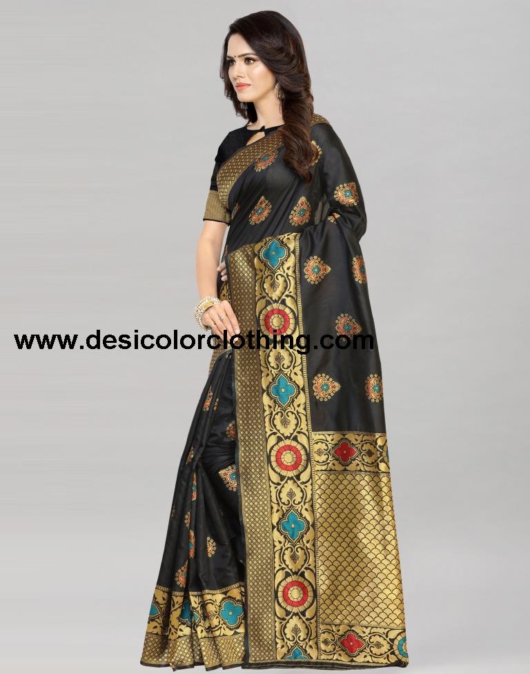 Black Banarasi Silk Saree