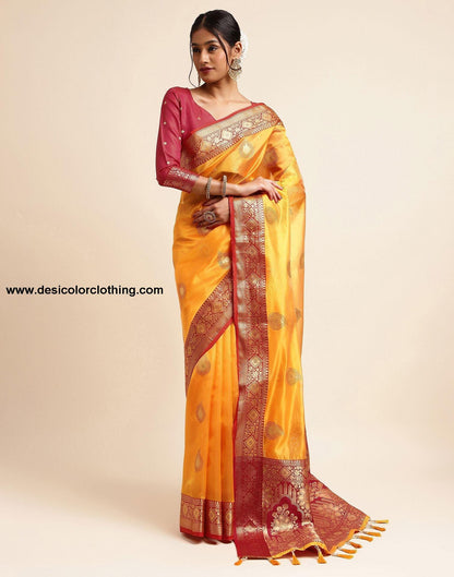 Turmeric Yellow Silk Banarasi Saree