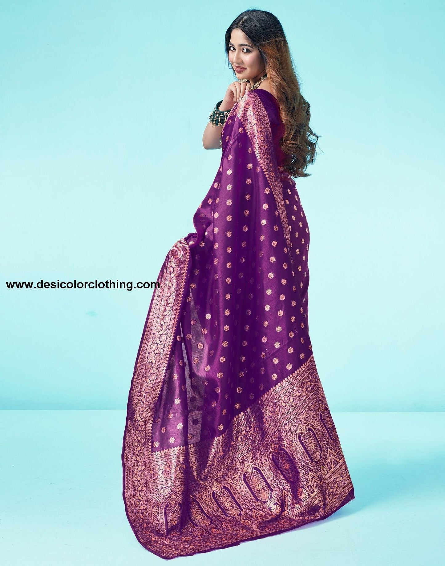Dark Purple Jacquard Silk Saree