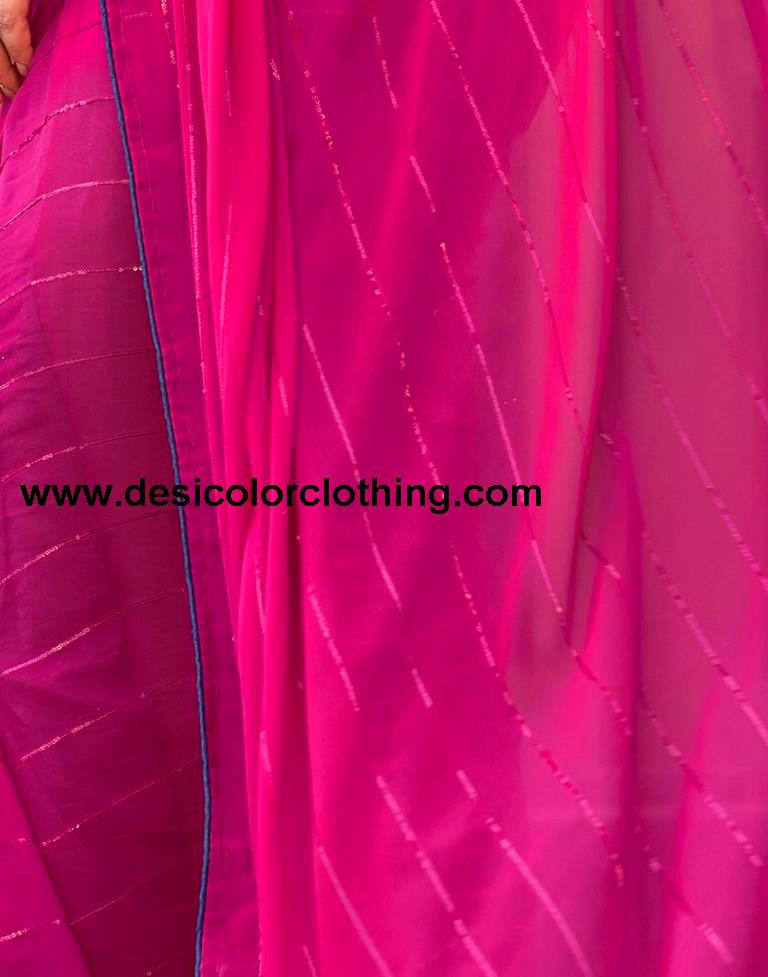 Rani Pink Plain Georgette Saree