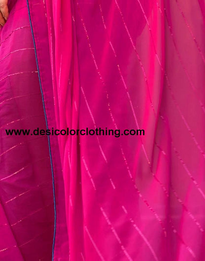 Rani Pink Plain Georgette Saree