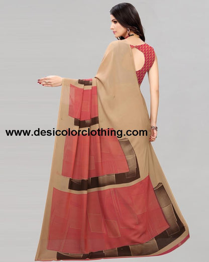 Beige Printed Saree | 1182S117