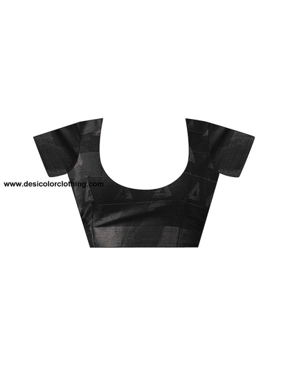 Black Printed Cotton Saree