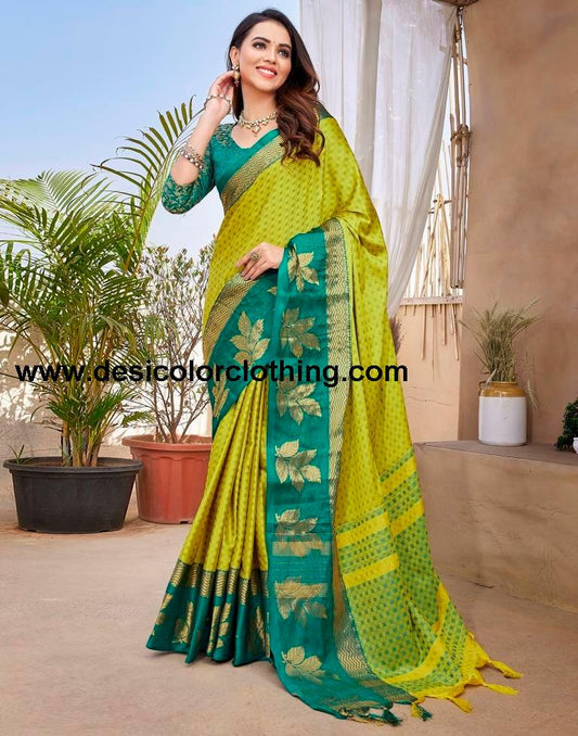 Rama Green Silk Woven Saree
