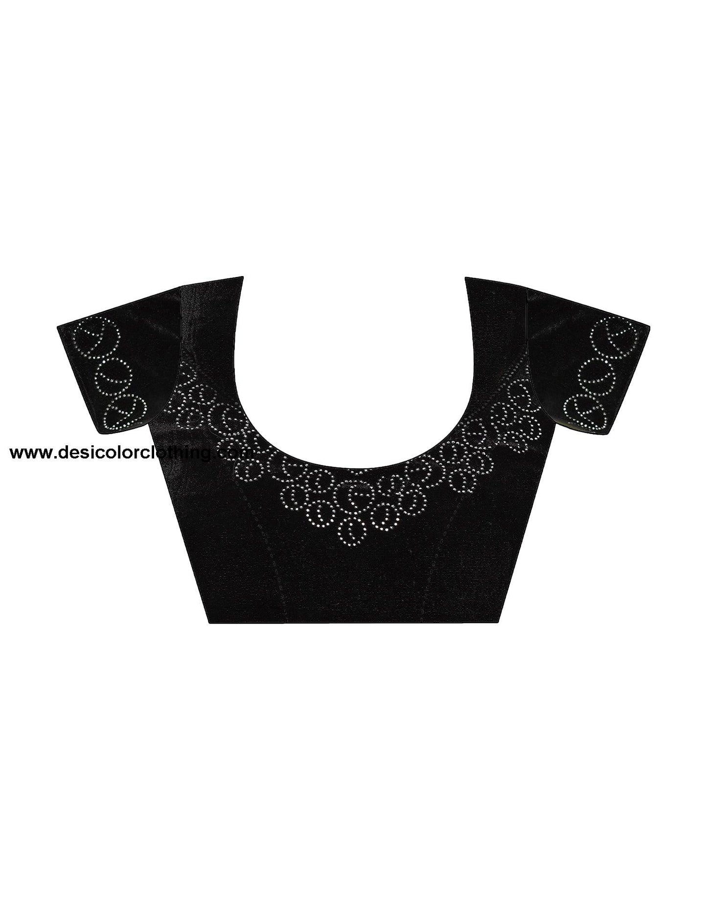 Black Georgette Stone Work Plain Saree