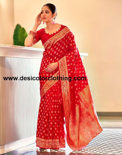Red Silk Banarasi Saree