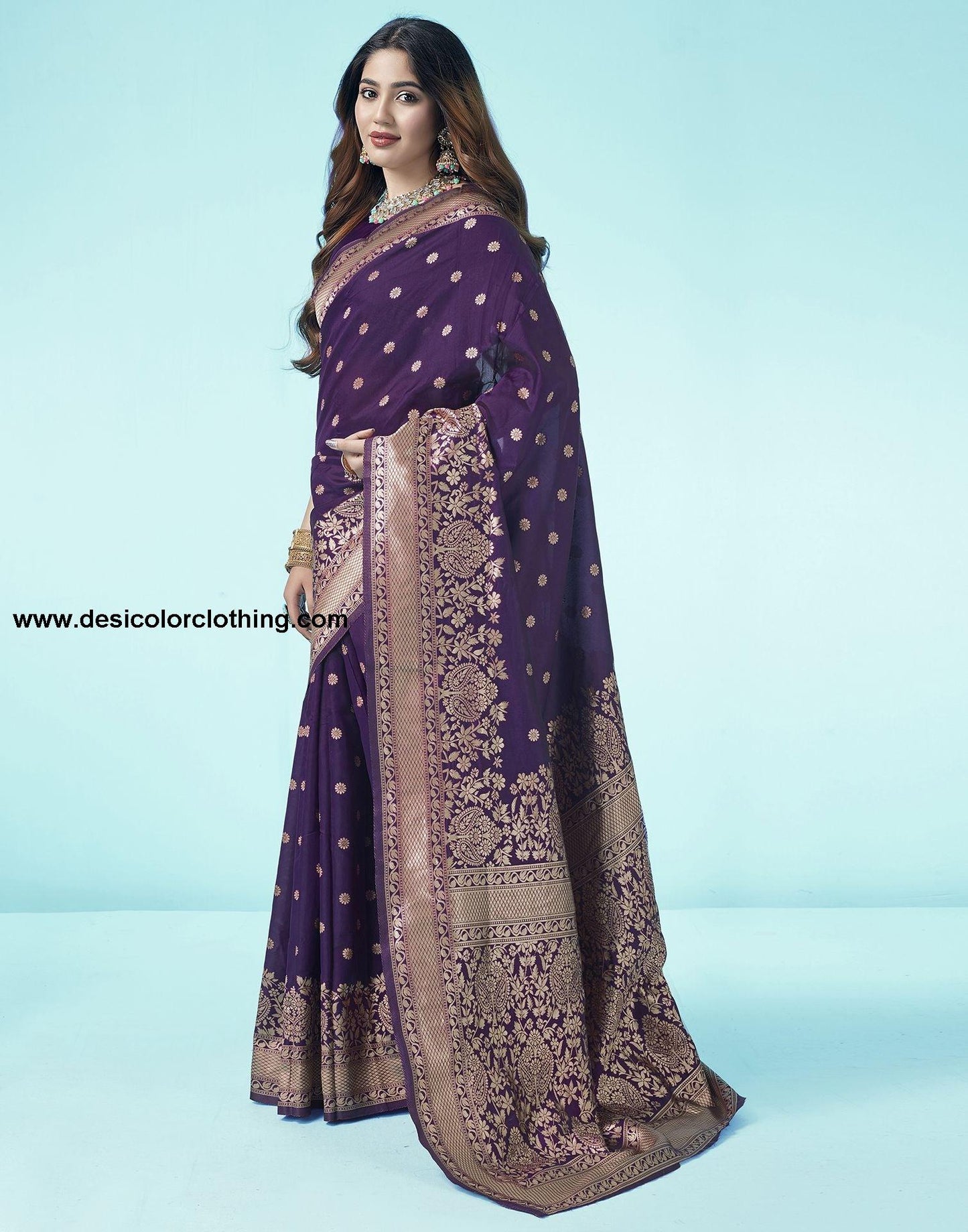 Purple Jacquard Silk Saree