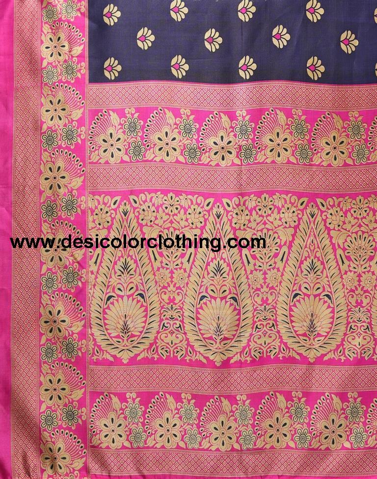 Blue Silk Printed Saree