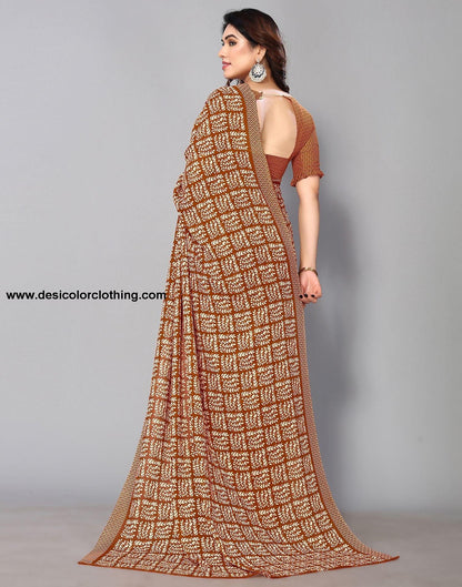 Rust Printed Saree