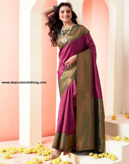 Dark Green Jacquard Silk Saree