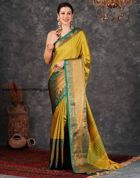 Green Banarasi Silk Woven Saree