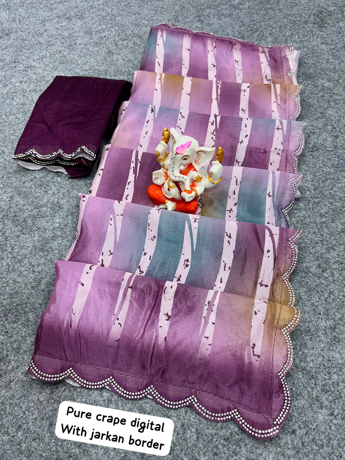Product Image - Elegant Designer Wedding Saree | Georgette Fabric with Digital Print & Embroidery