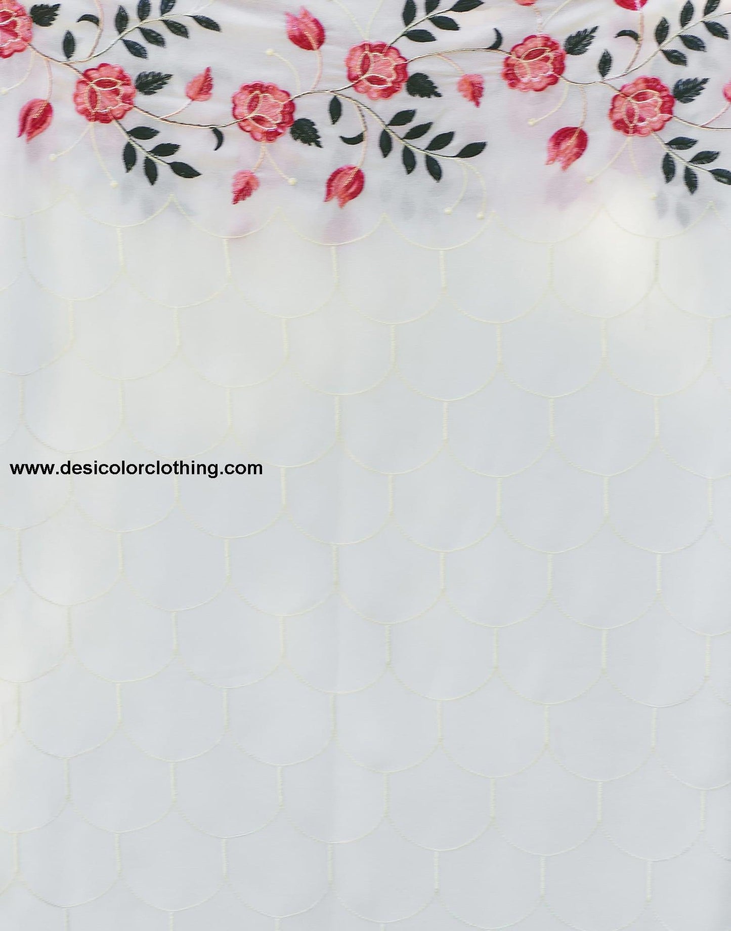 White Georgette Sequence Embroidery Saree