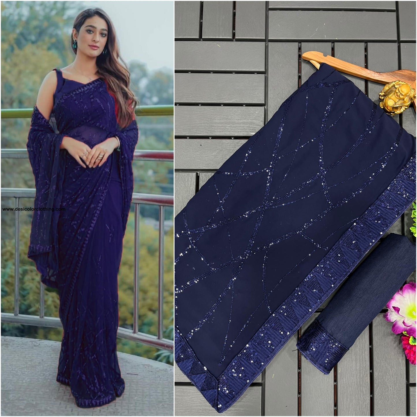 Super Hit Bollywood Blockbuster Sequins Design Georgette Saree
