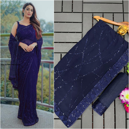 Super Hit Bollywood Blockbuster Sequins Design Georgette Saree