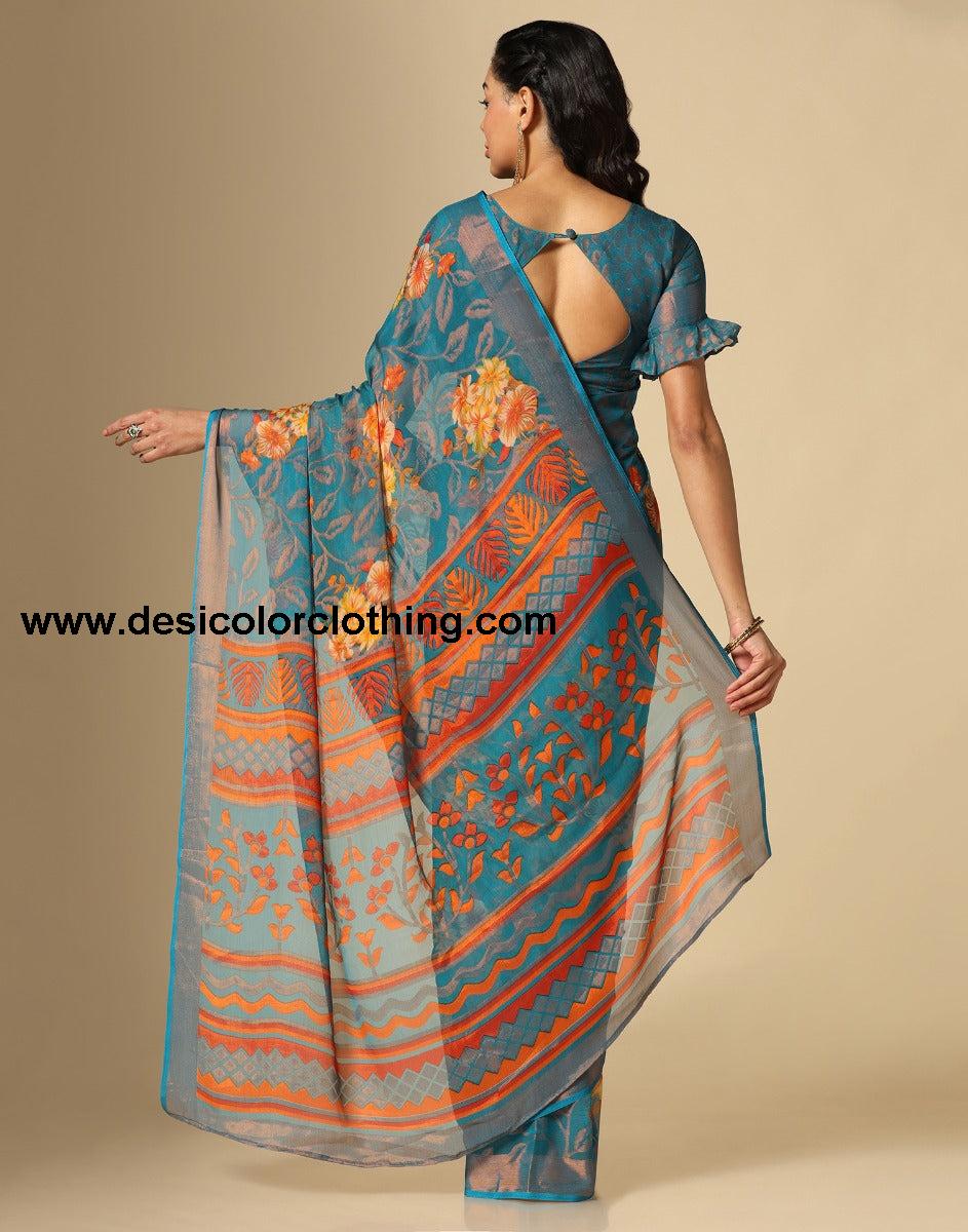 Rama Green Brasso Saree