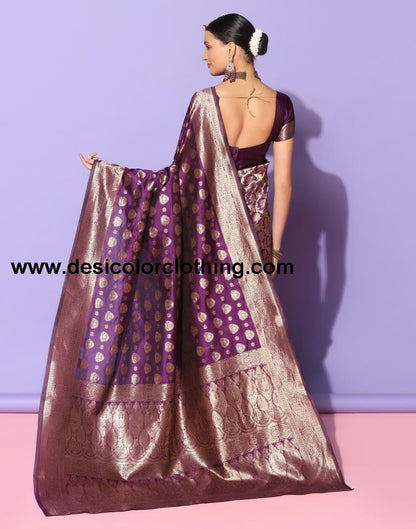 Purple Weaving Silk Saree