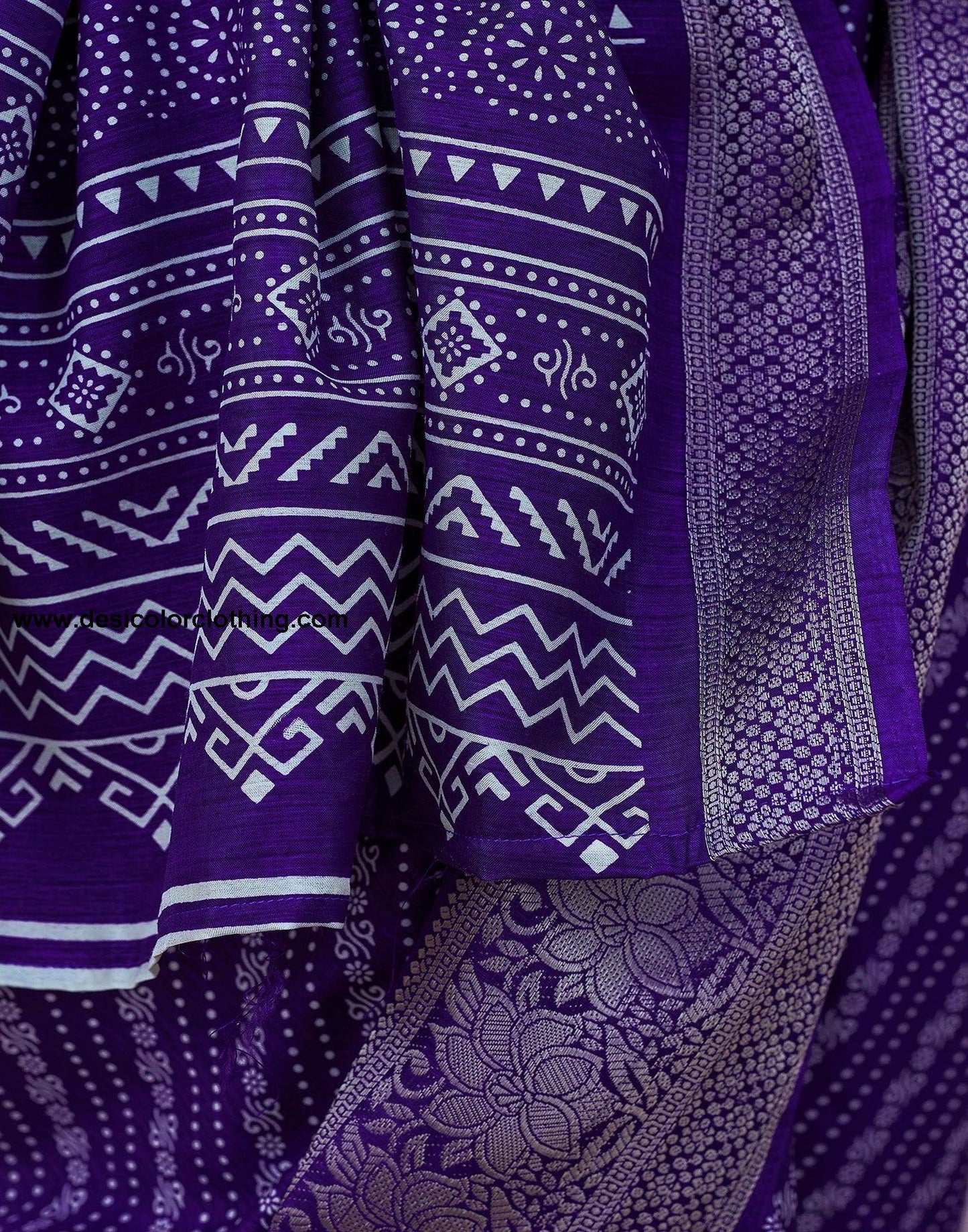 Voilet Silk Printed Saree