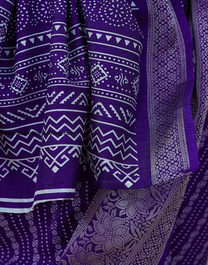 Voilet Silk Printed Saree