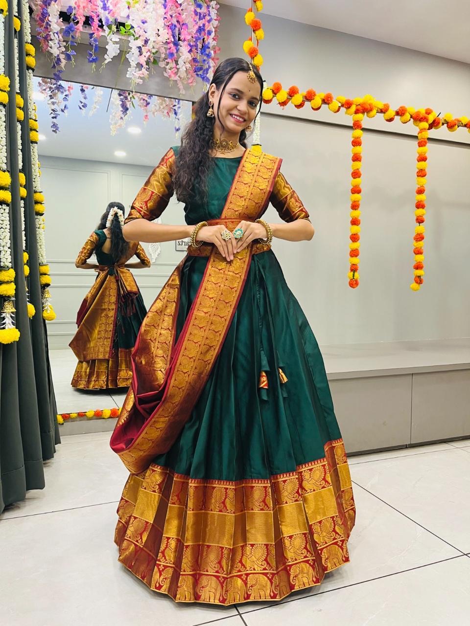 Product Image - Elegant Green Traditional Lehenga - Perfect for Special Occasions - 1