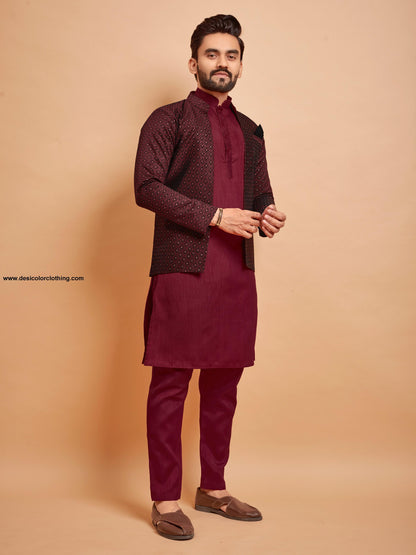 Bluevery Fashion Indo Western Style Jacket with Polo Pant Pair