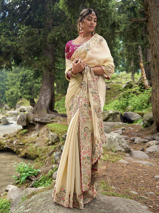 Product Image - Designer Wedding Saree in Soft Jimmy Chu Fabric with Embroidered Blouse
