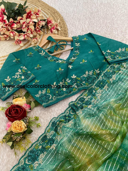 Pure Soft Georgette Sarees with Silver Weaving lining Nd Prisam Print With Heavy Embroidery Threads Sequence Ton to Ton work border aarco*