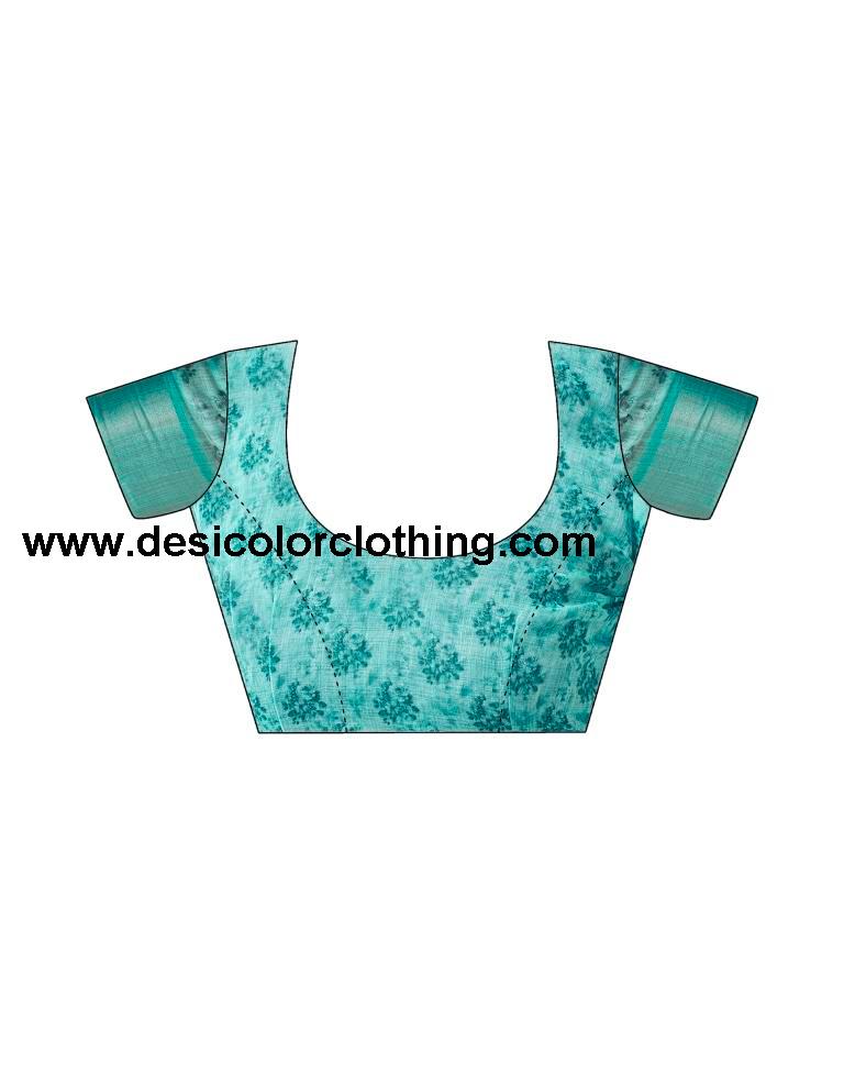 Blue Linen Printed Sarees