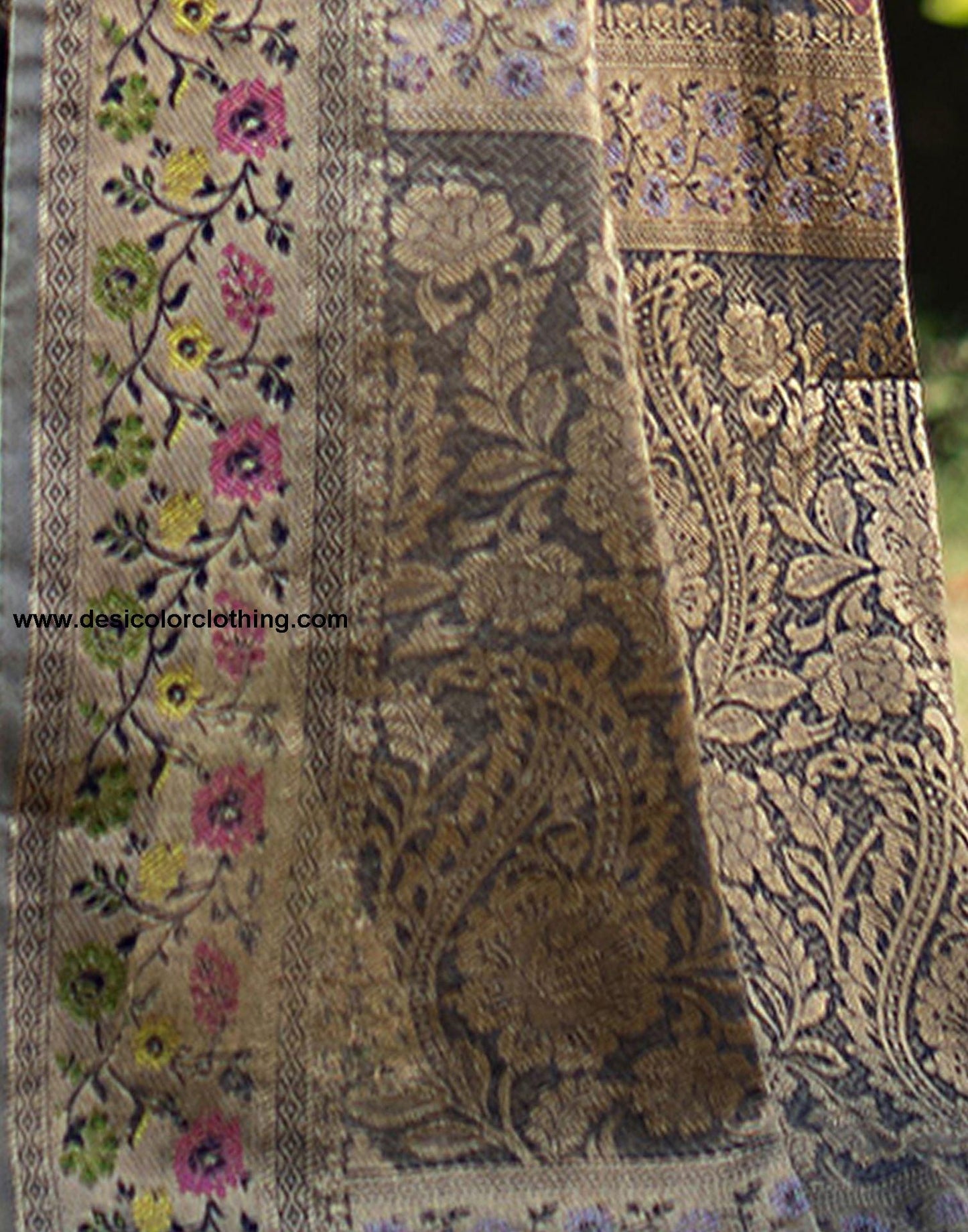 Steel Blue Jacquard Organza Saree