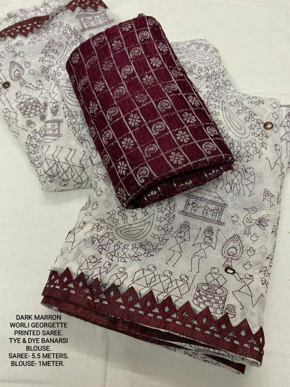 Product Image - Elegant Worli Georgette Saree with Aari Mirror Work