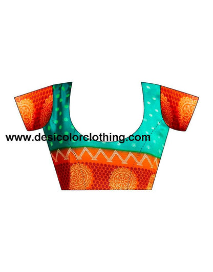 Teal Green Cotton Printed Sarees