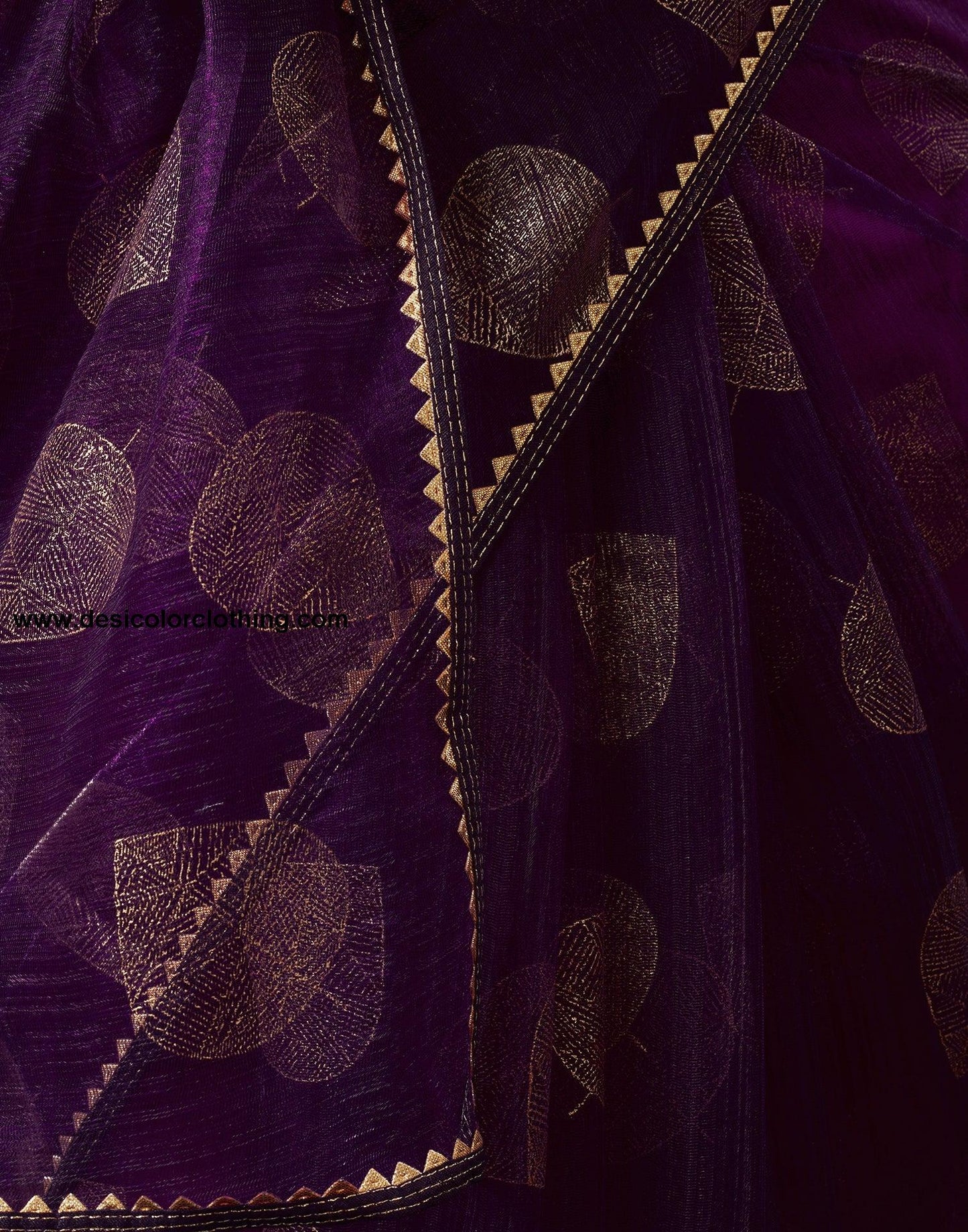 Purple Net Plain Saree