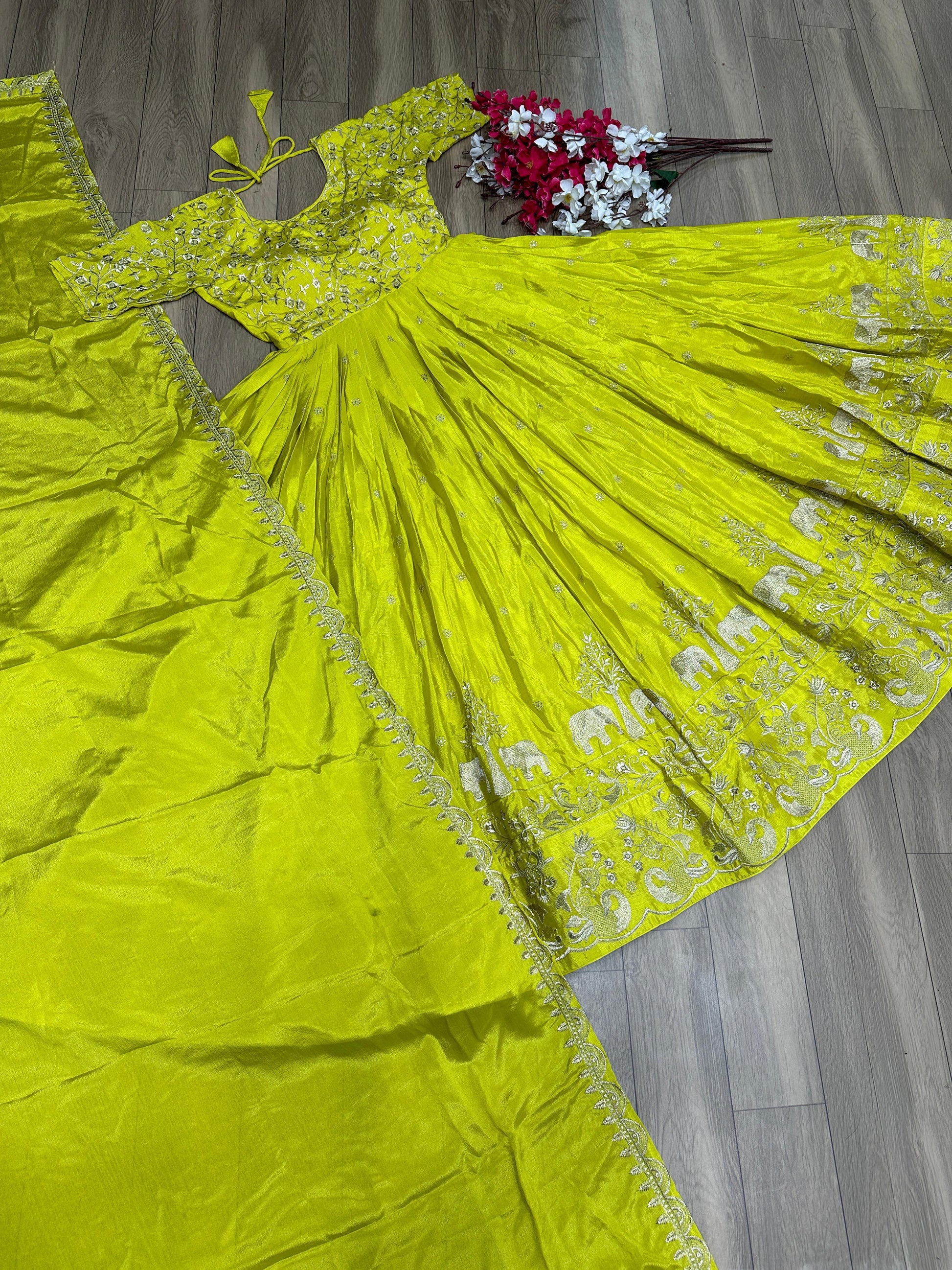 Product Image - Tapi Creation New Festival Gown - Chinon Embroidery Thread Work