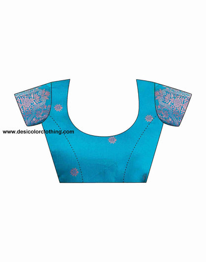 Blue And Purple Weaving Silk Saree