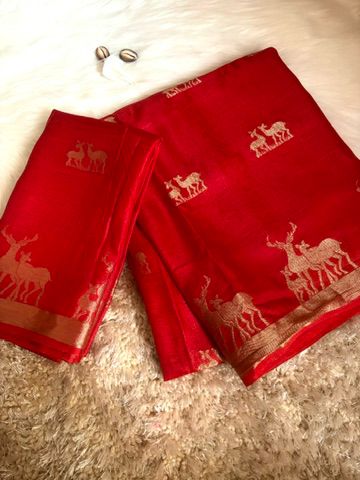 Product Image - Hiran Silk - Pure Khadi Silk Designer Saree with Deer Design | Festive & Wedding Wear