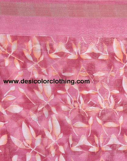 Rose Pink Cotton Printed Saree