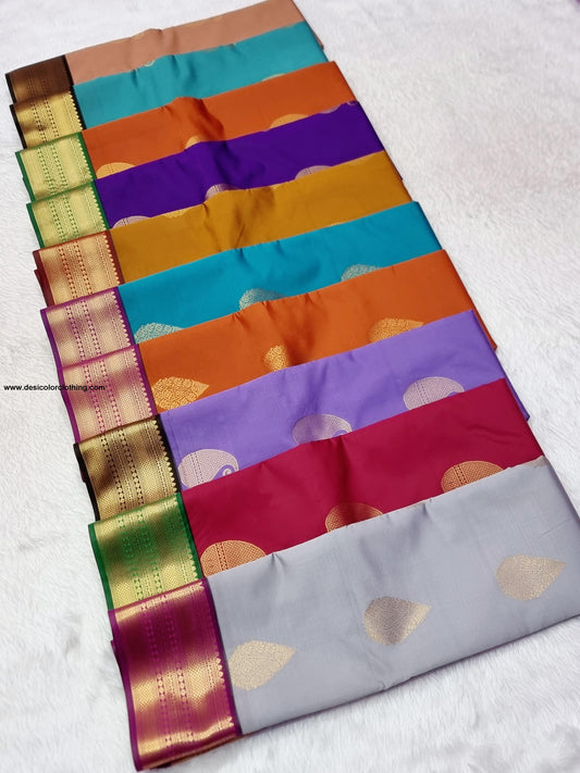 Kanchipuram Korvai Pattern Fancy Buttas Blended Silk Saree