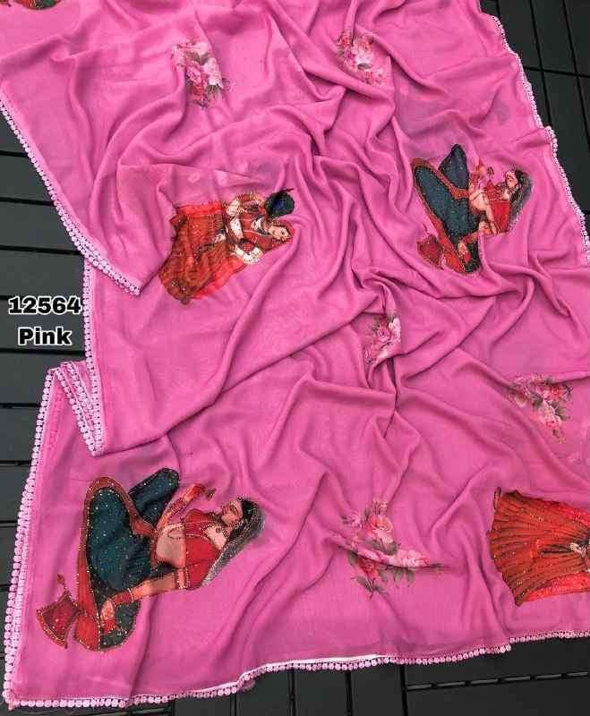 Product Image - Premium Designer Saree with Kalamkari Doll Print & Fancy Lace Border | Festive Wear