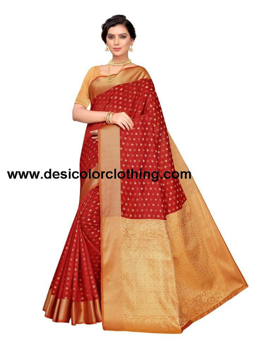 Red Coloured Poly Silk Jacquard Partywear saree