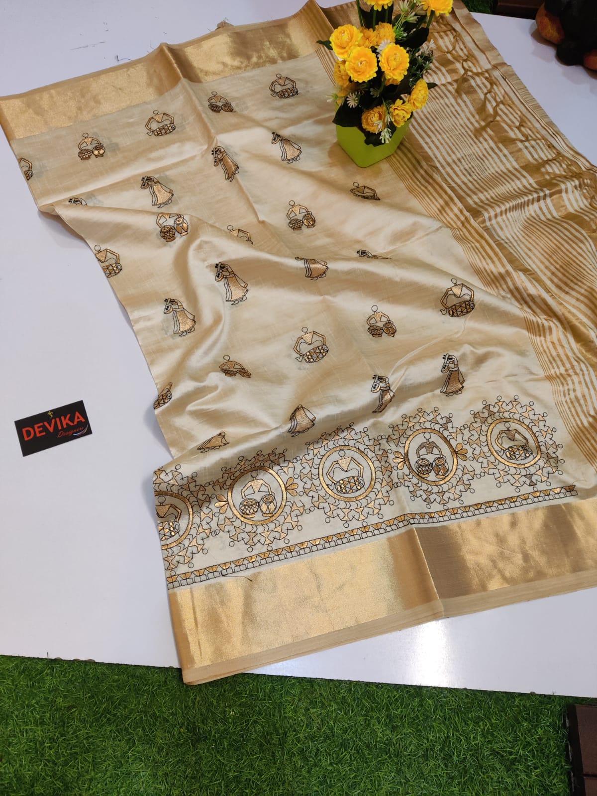 Product Image - Designer Georgette Saree with Exclusive Kalankari Weaving - Ethnic Wear