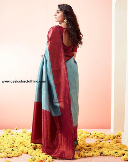 Wine Jacquard Silk Saree