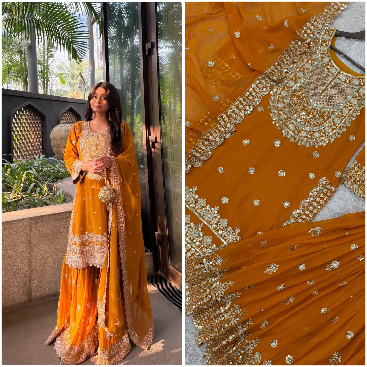 Product Image - Designer Kurti Set with Sharara & Dupatta