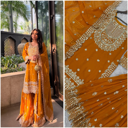 Product Image - Designer Kurti Set with Sharara & Dupatta