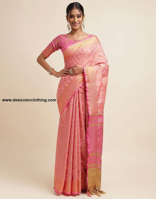 Rose Pink Silk Saree