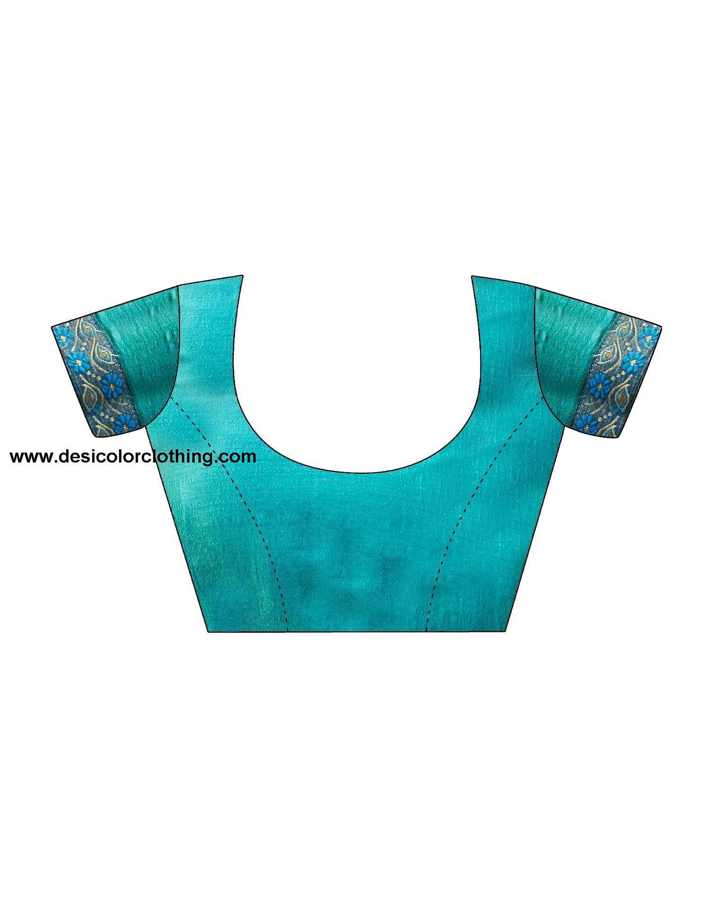 Teal Blue Printed Silk Saree