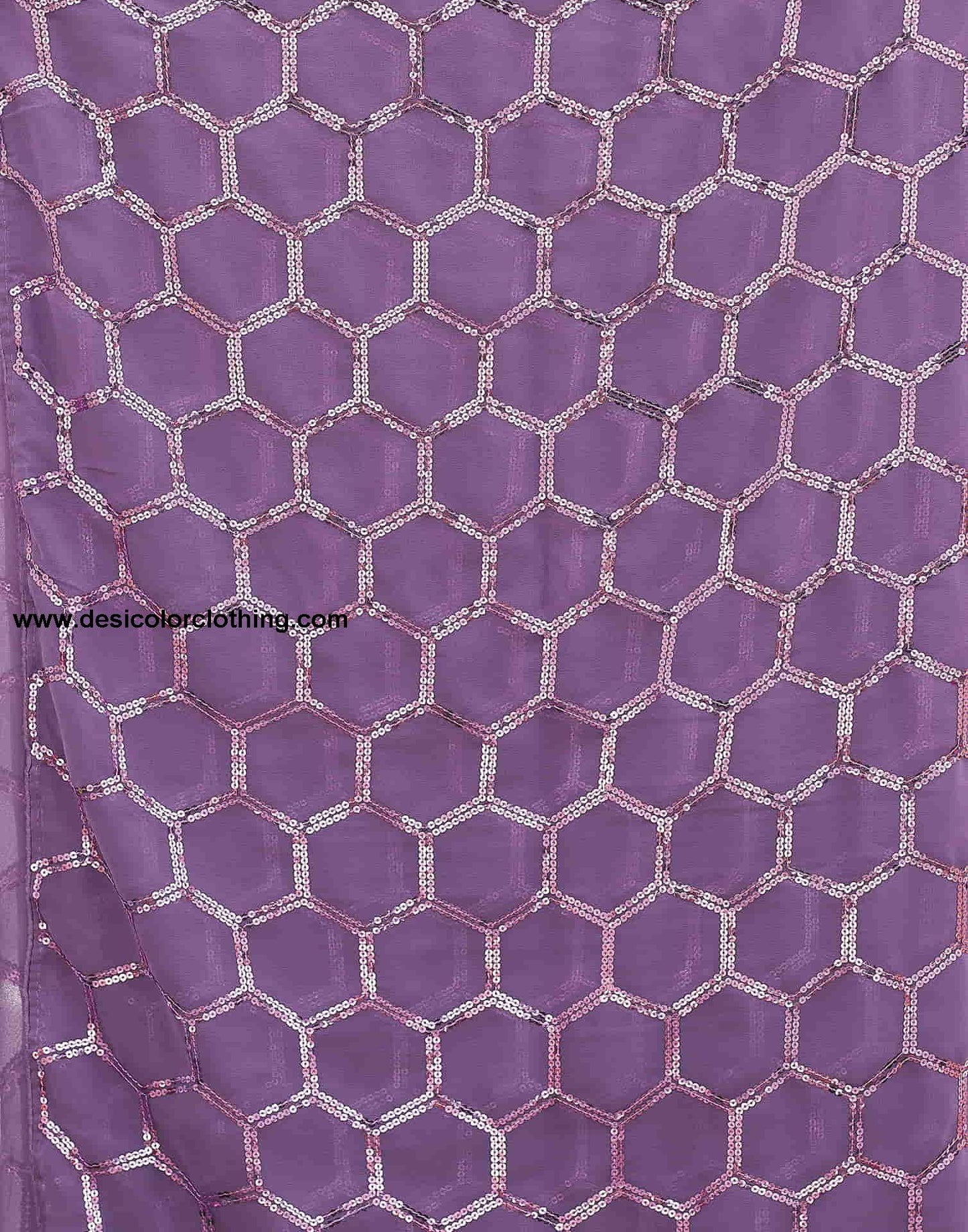 Dusty Lavender Georgette Sequence Saree