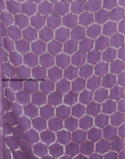 Dusty Lavender Georgette Sequence Saree