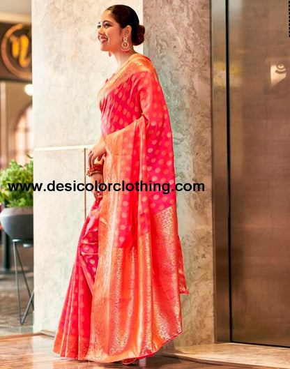 Pink Silk Weaving Saree